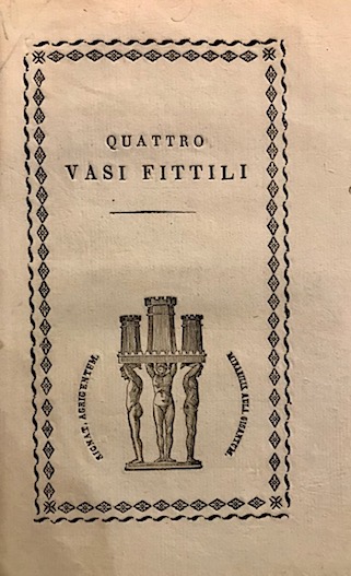 Raffaello Politi Illustrazione sul dipinto di terra cotta di un Ercole ed Apollo e di altre tre figuline greco-sicule agrigentine 1829 Girgenti presso Vincenzo Lipomi
